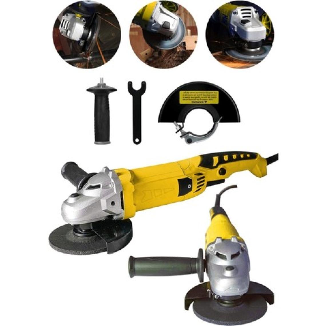 Snaiker 1250w 6 Kademe Devir Ayarlı Çift Metal Dişli Şanzuman Demir Metal Kesme Taşlama Makinesi 125mm Sarı