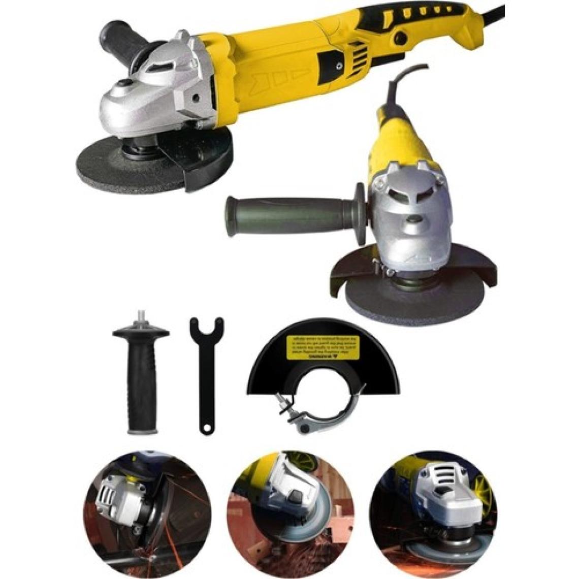 Snaiker 1250w 6 Kademe Devir Ayarlı Çift Metal Dişli Şanzuman Demir Metal Kesme Taşlama Makinesi 125mm Sarı