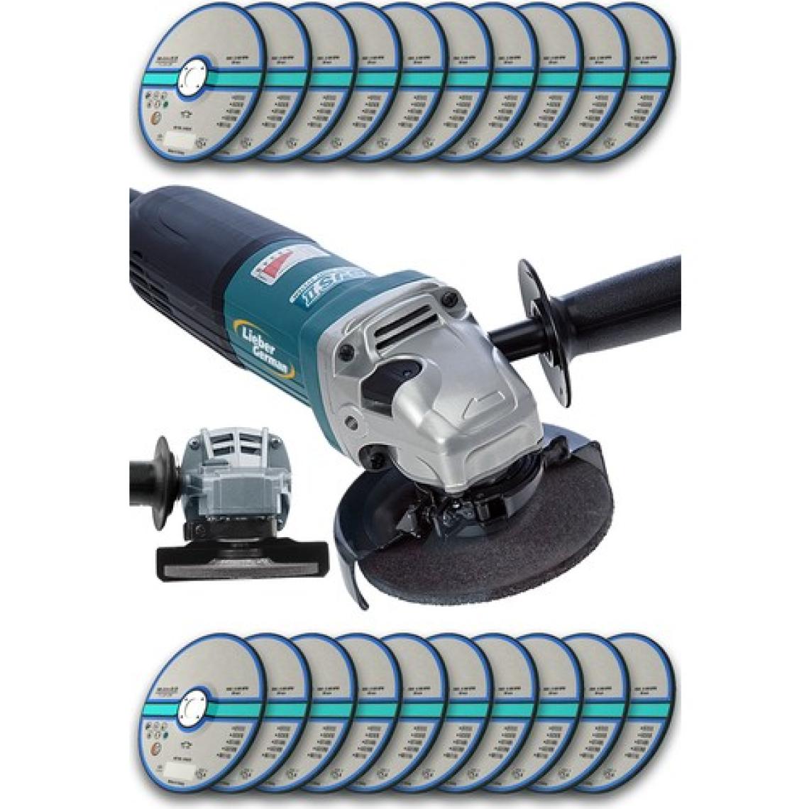 Lieber German Teknoloji 3400 W Bakır Sargılı 115 mm Avuç Içi Spiral Kesme ve Taşlama Makinası 20 Taş