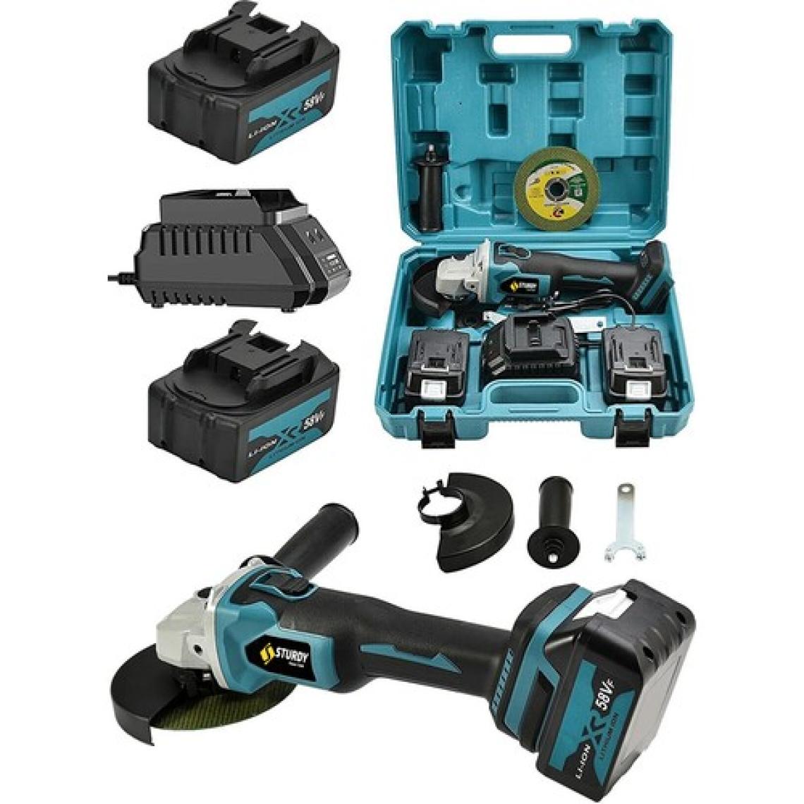 Sturdy Japon Teknoloji Metal Şanjuman Bakır Sargı 92VF 10 Ah Kömürsüz 2 Akülü Şarjlı Avuç Taşlama Spiral Şrj Taşlama