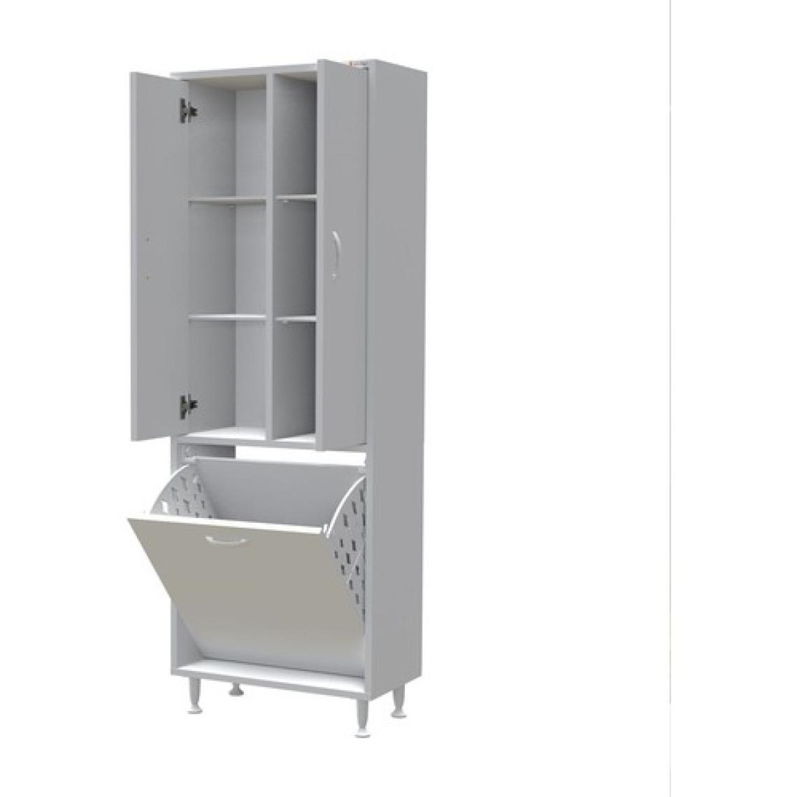 Yeni Inci 57X165 cm Üç Kapaklı Çok Amaçlı Kirli Çamaşır Sepetli Banyo Dolabı
