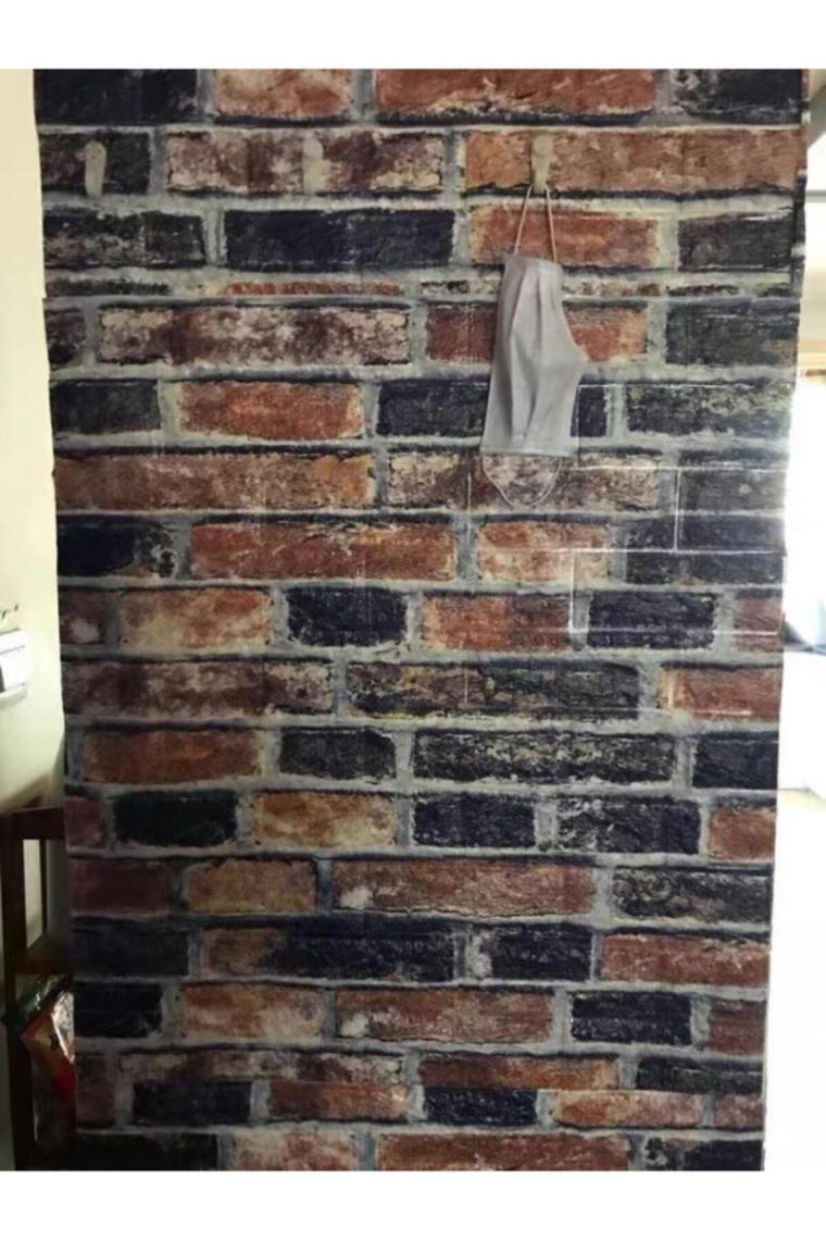 Nw61 Kırmızı Mavi Tuğla Desen Kendinden Yapışkanlı Duvar Paneli