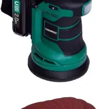 Vonroc Eksantrik Zımpara – Vpower 20V - Dahil. 2.0AH Akü ve Şarj Cihazı - Ø125MM - Toz Torbası ve 12 Adet Zımpara Kağıdı ile
