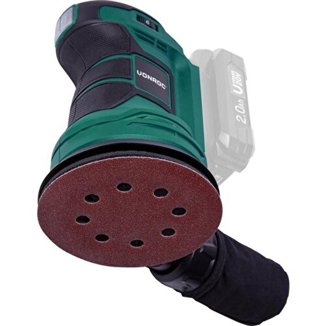 Vonroc Eksantrik Zımpara – Vpower 20V (Aküsüz) - Ø125MM - Toz Torbası ve 12 Adet Zımpara Kağıdı ile