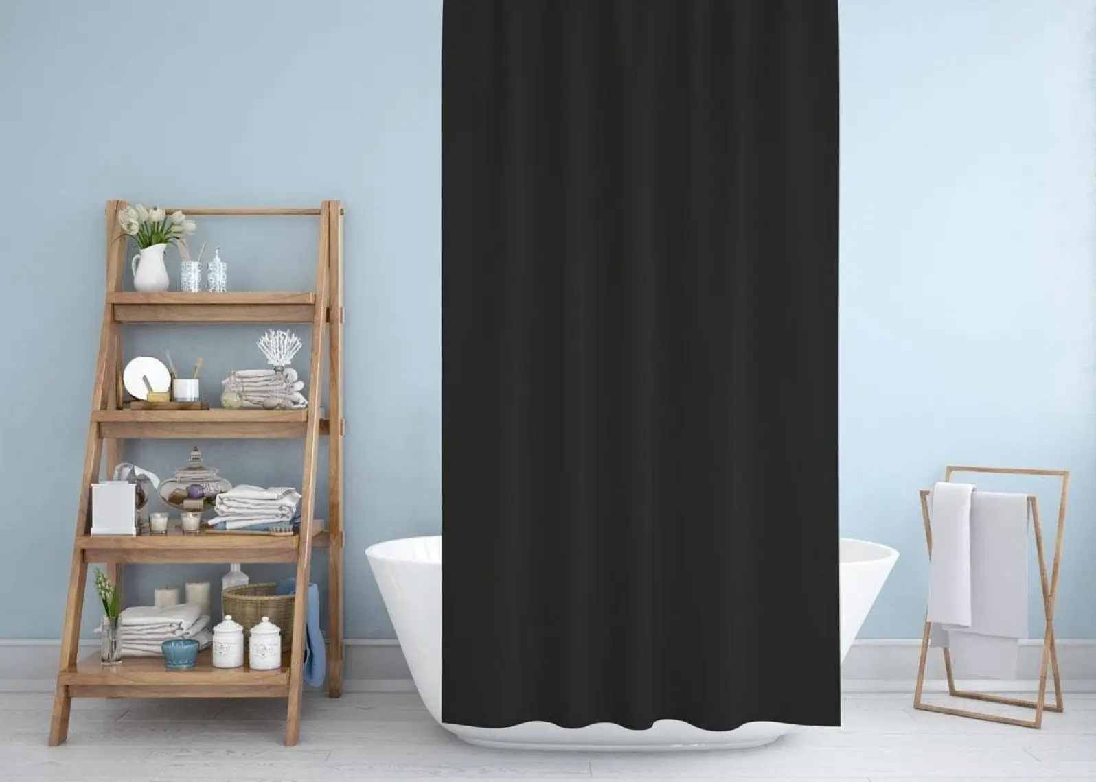 Zethome Jackline Banyo Duş Perdesi 0010 Siyah Tek Kanat 1X180X200
