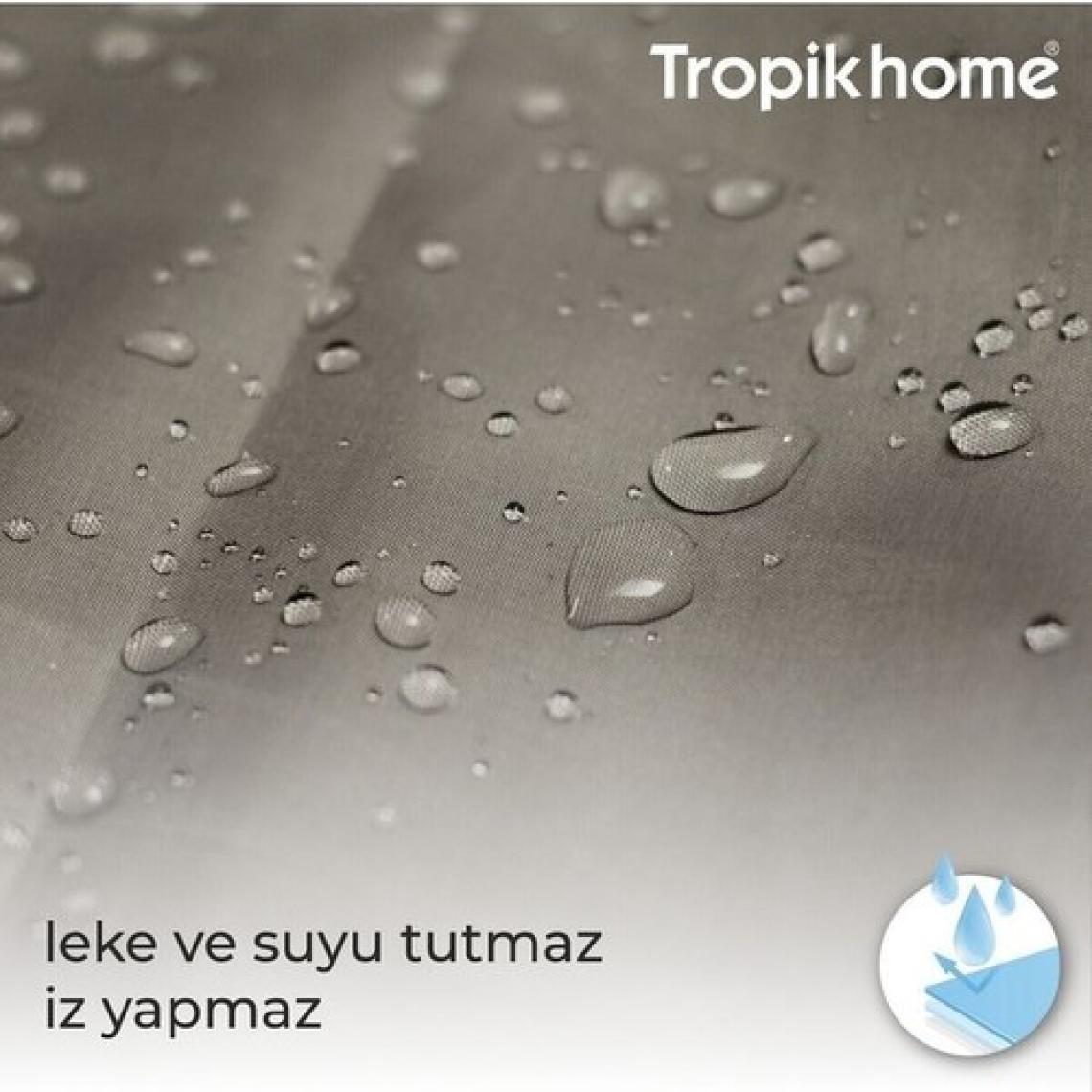 Tropik Home Duş Perdesi Çift Kanat 2X120X200CM Siyah Mermer Desen Banyo Perdesi 16 Adet C Halka Hediyeli