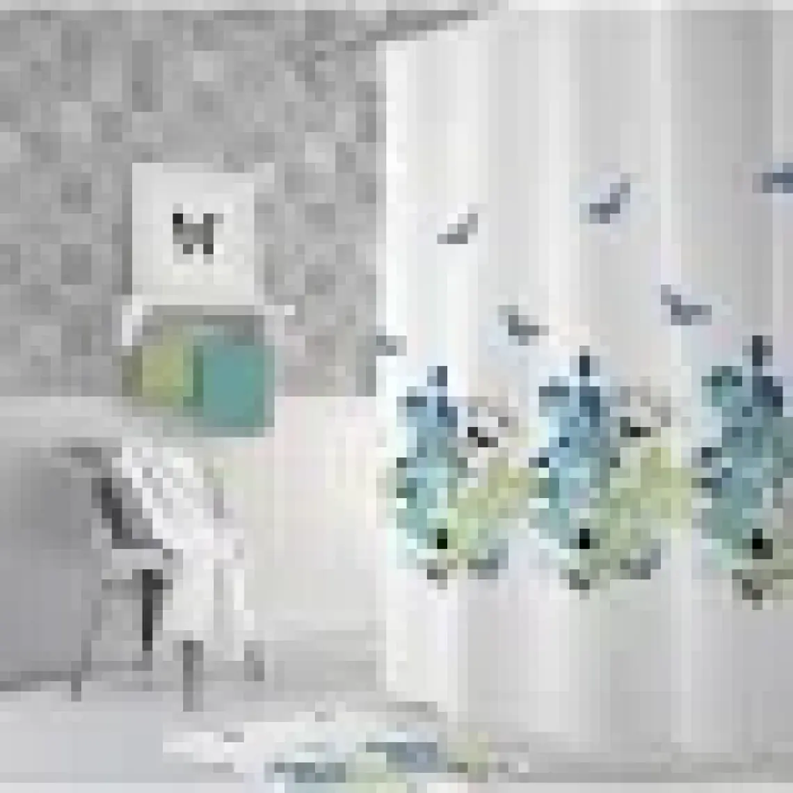 Pimtaş Troopikhome Banyo Perdesi Papatya Çiçek Desen Duş Perde Su Geçirmez Küvet Perde 180X200 Duş Perdesi 12 C-Halkalı 8441 Daisy