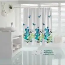 Pimtaş Troopikhome Banyo Perdesi Papatya Çiçek Desen Duş Perde Su Geçirmez Küvet Perde 180X200 Duş Perdesi 12 C-Halkalı 8441 Daisy