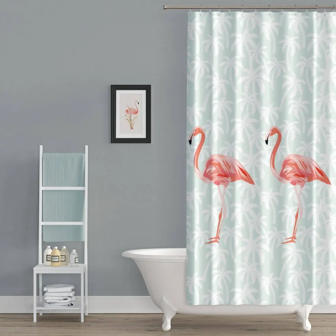 Prado Flamingo Banyo Perdesi + Askı 180x200
