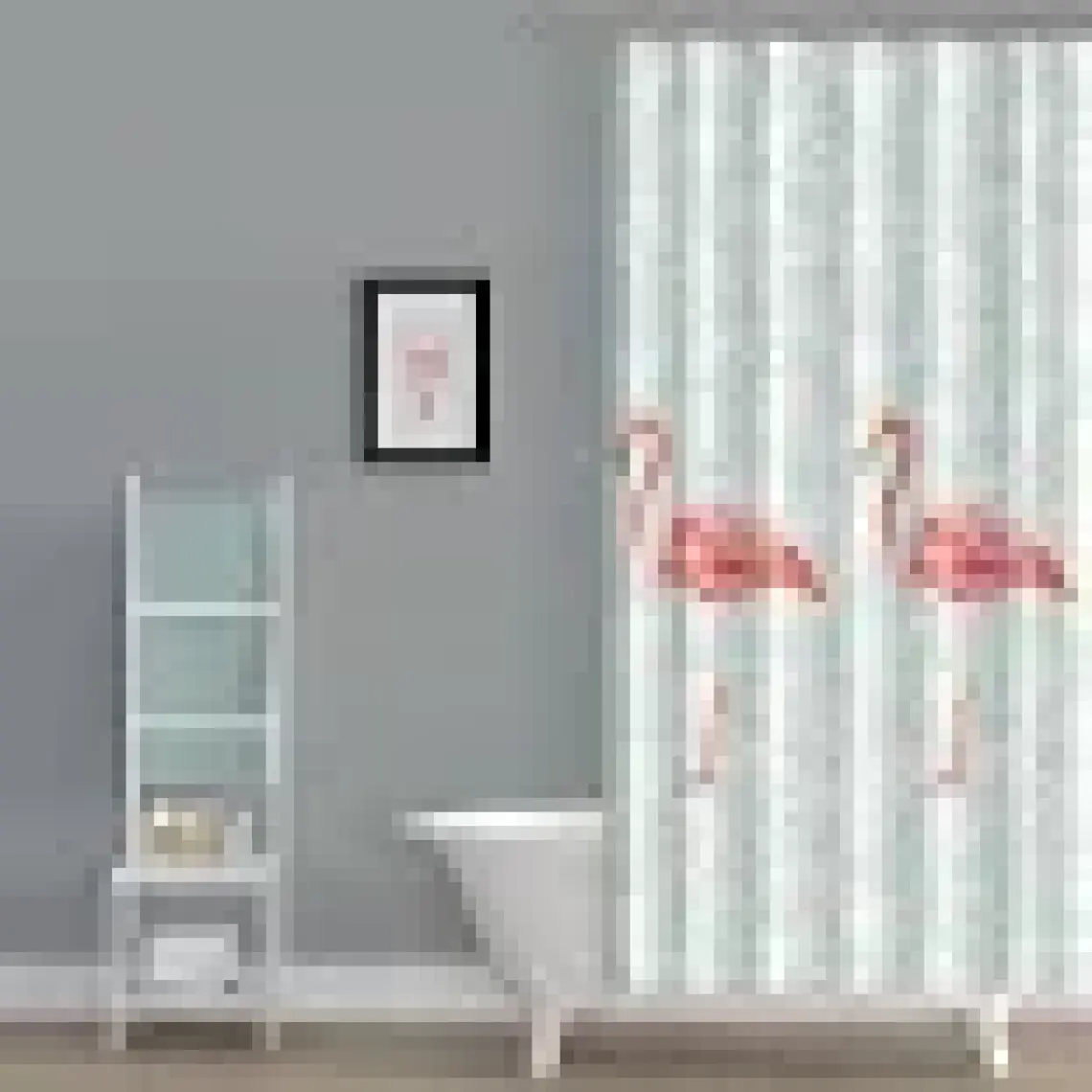 Prado Flamingo Banyo Perdesi + Askı 180x200