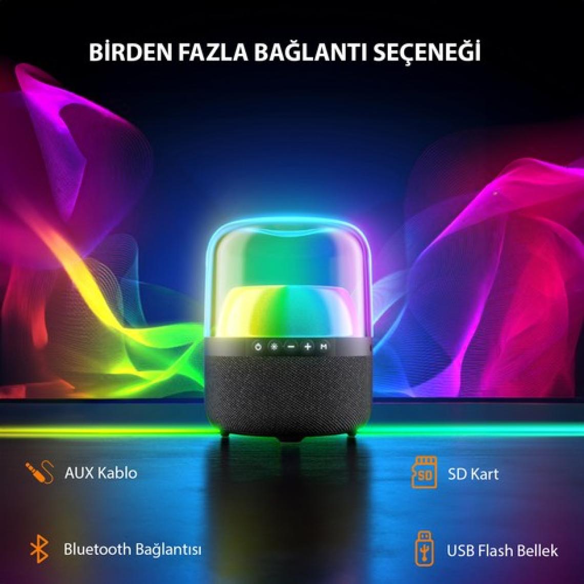 Lenovo Lecoo RS19 Rgb Aydınlatmalı Kablosuz Bluetooth Hoparlör Siyah