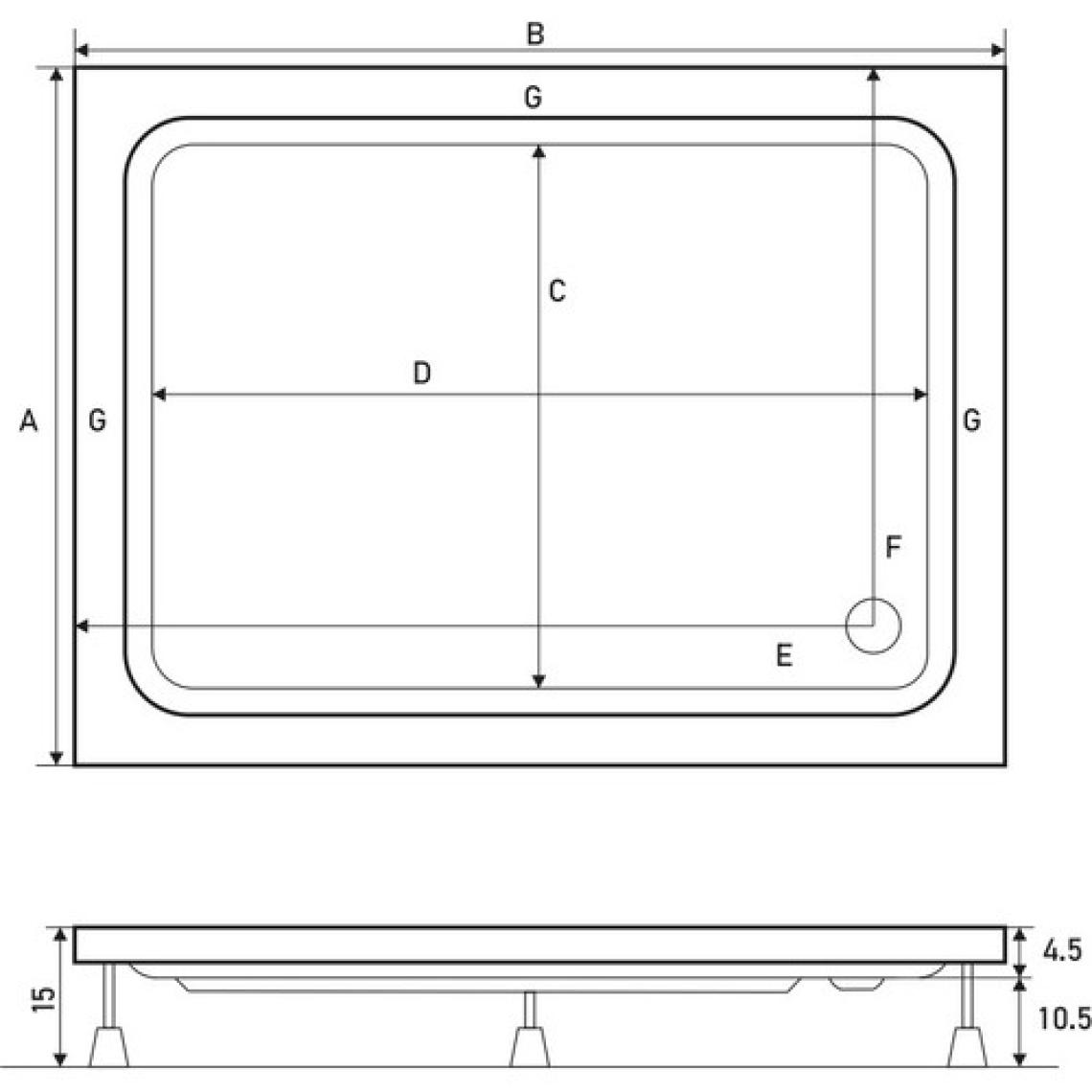 Shower Dikdörtgen Duş Teknesi(Panelli) 85*120