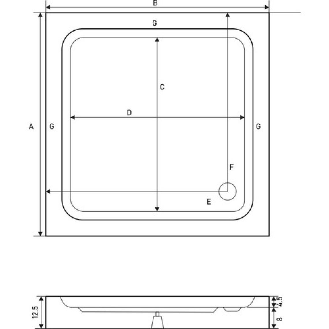 Shower Kare Monoblok Duş Teknesi 80*80