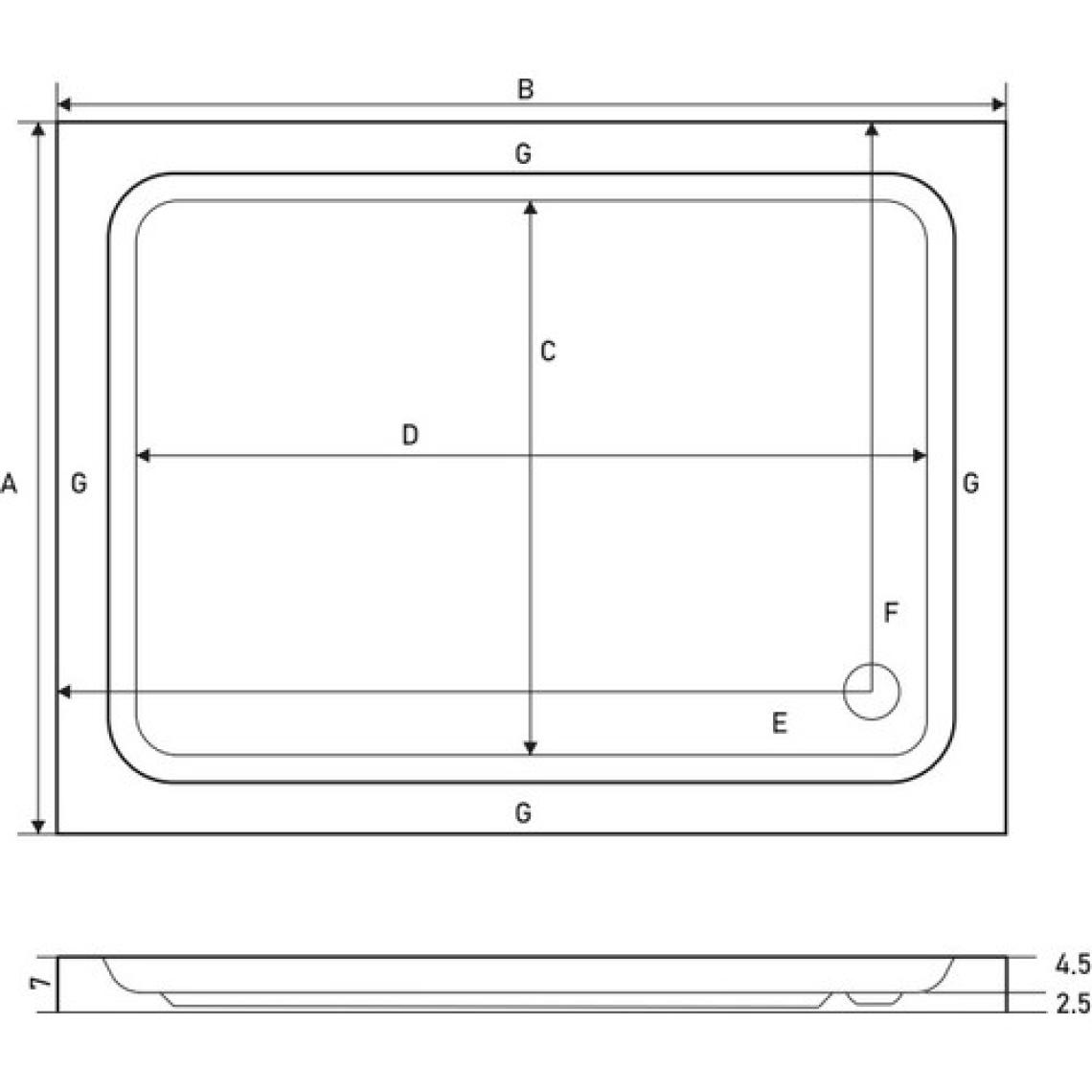 Shower Dikdörtgen Flat Duş Teknesi 70*110