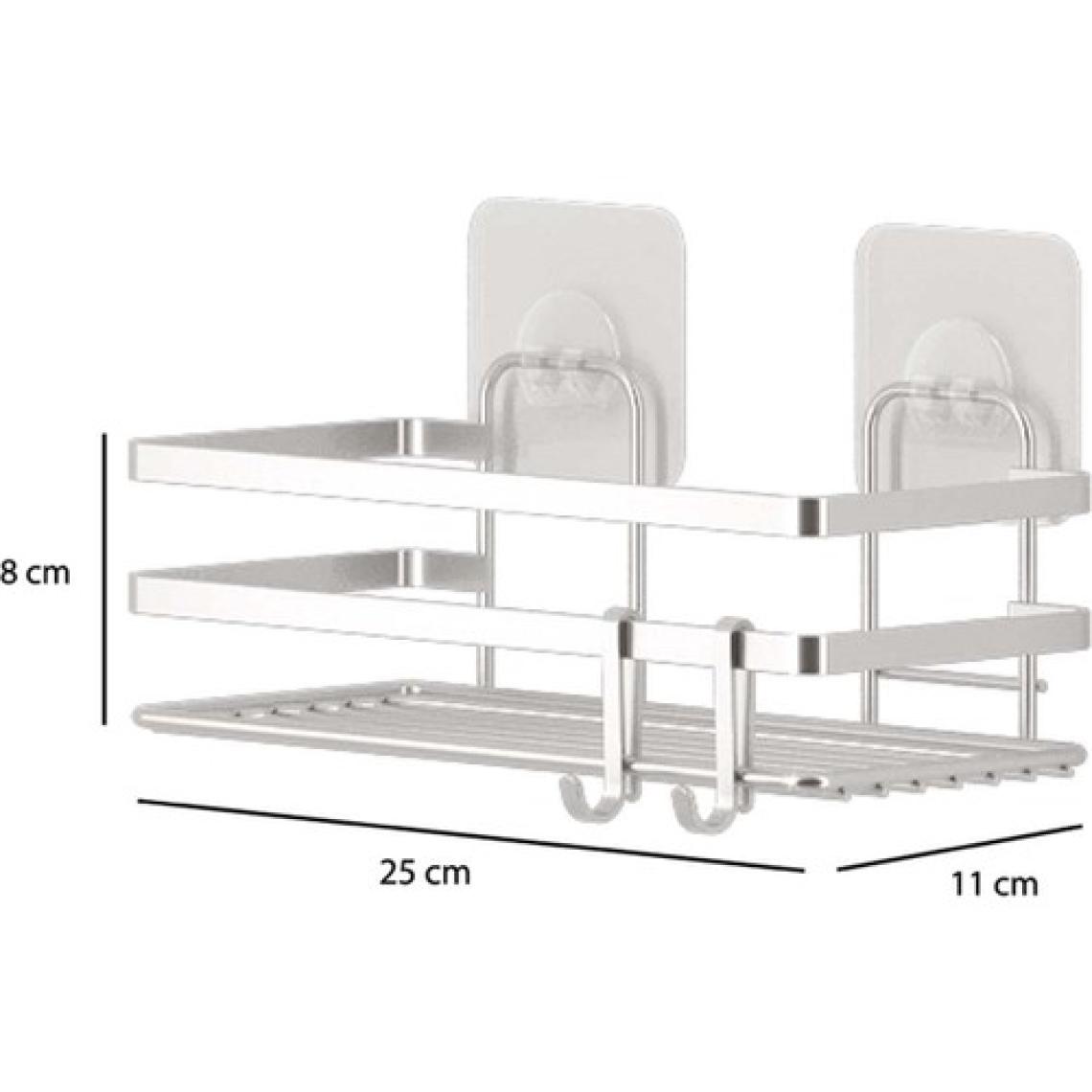 Teknotel Yapışkanlı Kancalı 2 Adet Banyo Rafı Silver ST281H