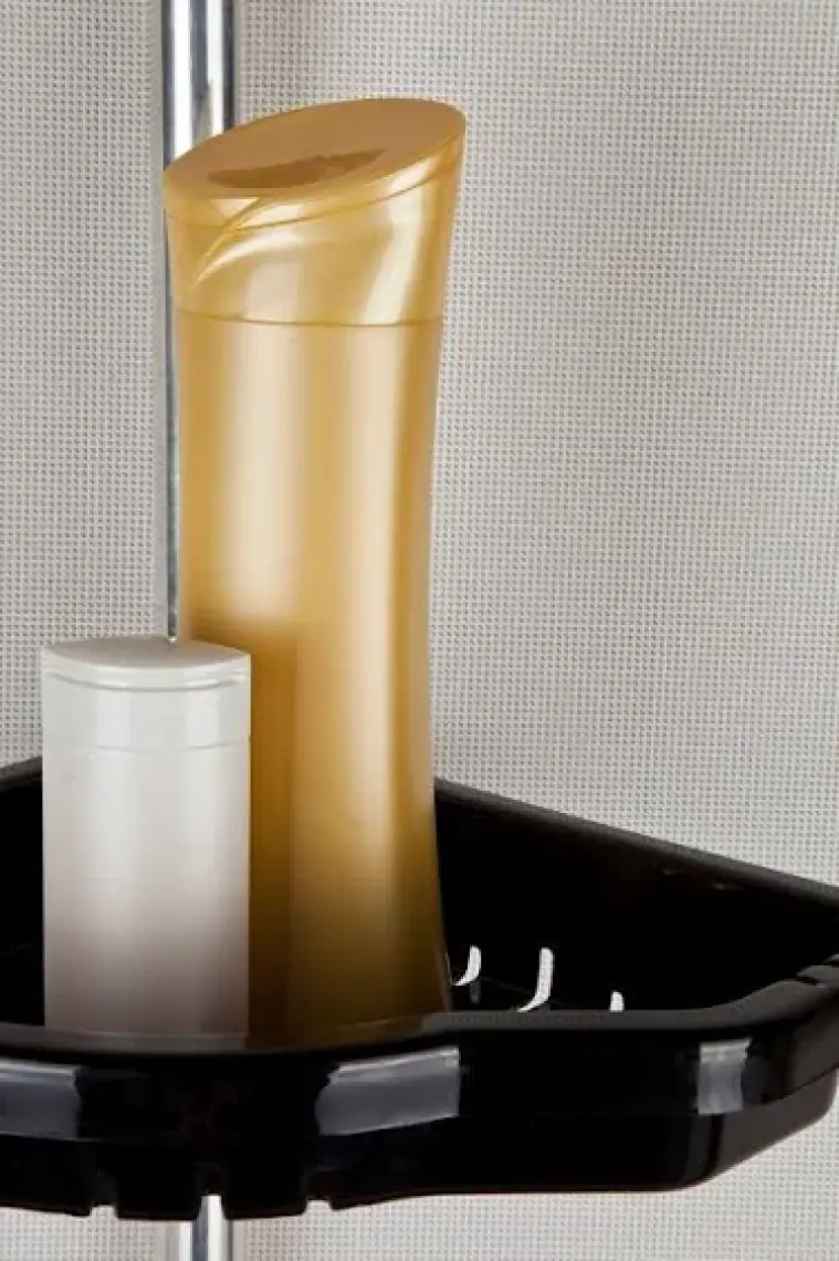 Primanova Yaylı Banyo Köşe Rafı Siyah