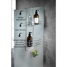 Sas 2 Katlı Askılı Banyo Duş Rafı Sabunluk Şampuanlık Duşakabin Askısı Krom