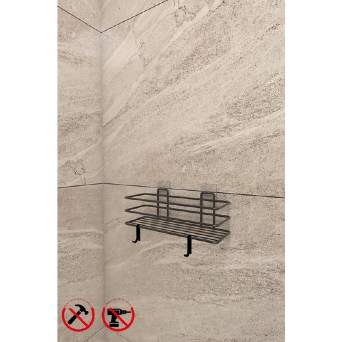 Alper Banyo Yapışkanlı Siyah TŞ01 Banyo ve Mutfak Rafı, Siyah Banyo Duş Askısı,2 Adet Kancalı ( 2 Adet Fiyatıdır )