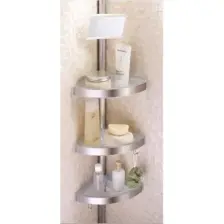 Primanova Alüminyüm Yaylı Banyo Köşe Rafı Aynalı N06