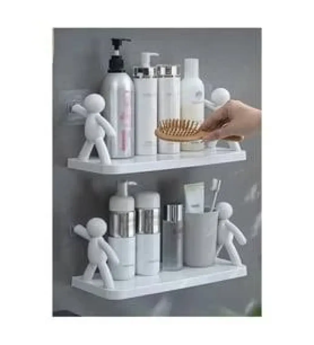 madamev 2'li Kendinden Yapışkanlı Craft Banyo Rafı Baharatlık Mutfak Organizer Duvara Monte Raf Düzenleyici