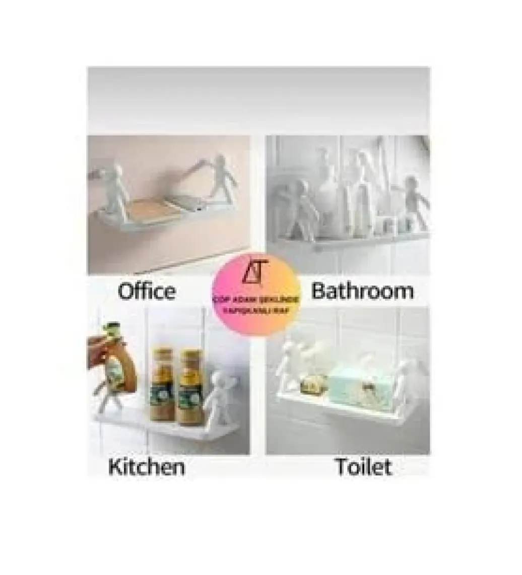 madamev 2'li Kendinden Yapışkanlı Craft Banyo Rafı Baharatlık Mutfak Organizer Duvara Monte Raf Düzenleyici