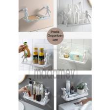 madamev 2'li Kendinden Yapışkanlı Craft Banyo Rafı Baharatlık Mutfak Organizer Duvara Monte Raf Düzenleyici