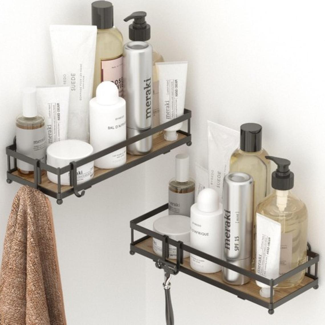 Tekno-tel Teknotel Yapışkanlı Kancalı 2'li Banyo & Mutfak Rafı Mat Siyah ST280H