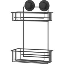 Tekno-tel Vakumlu 2 Katlı Banyo Rafı Mat Siyah DM256