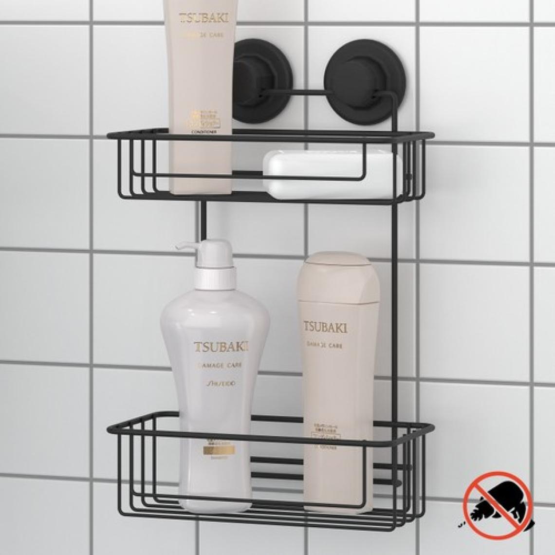 Tekno-tel Vakumlu 2 Katlı Banyo Rafı Mat Siyah DM256
