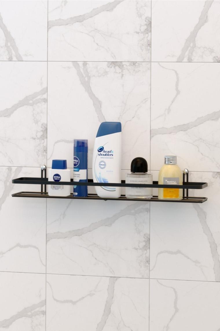 Tek Katlı Banyo & Mutfak Rafı Mat Siyah Es064