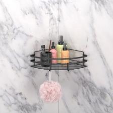 Teknotel Yapışkanlı Kancalı Banyo Köşe Rafı Mat Siyah ST107H