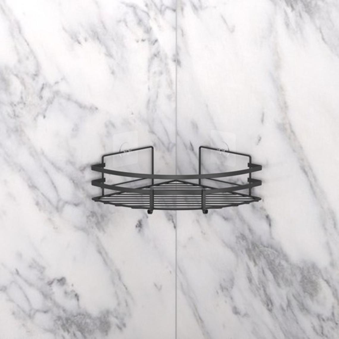 Teknotel Yapışkanlı Kancalı Banyo Köşe Rafı Mat Siyah ST107H