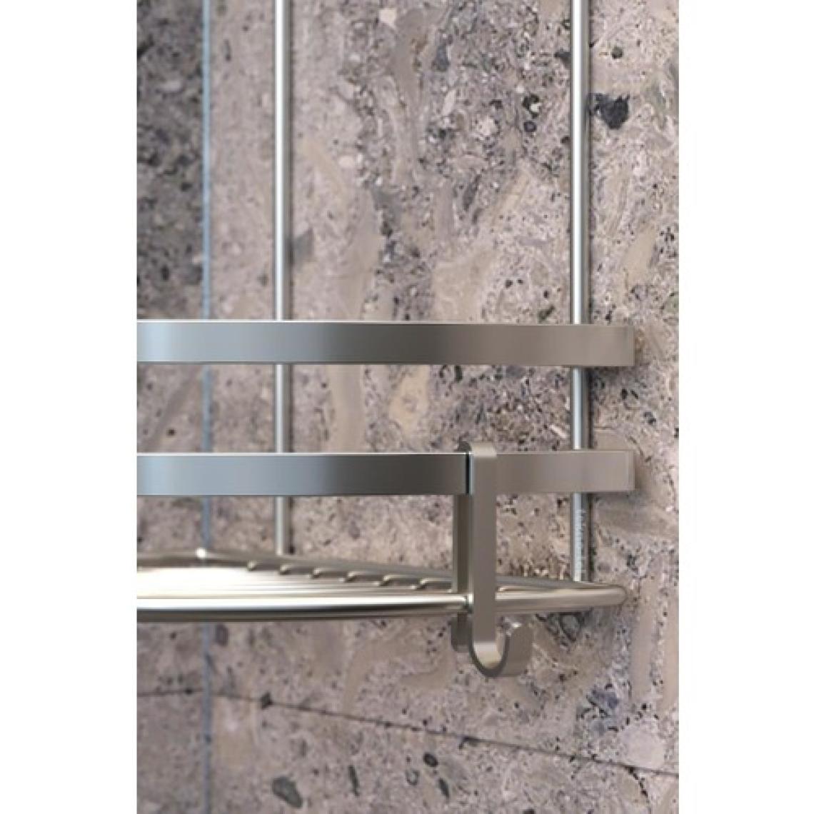 Geseus Paslanmaz Çelik Üç Katlı Kancalı Banyo Köşe Rafı Inox BK083H