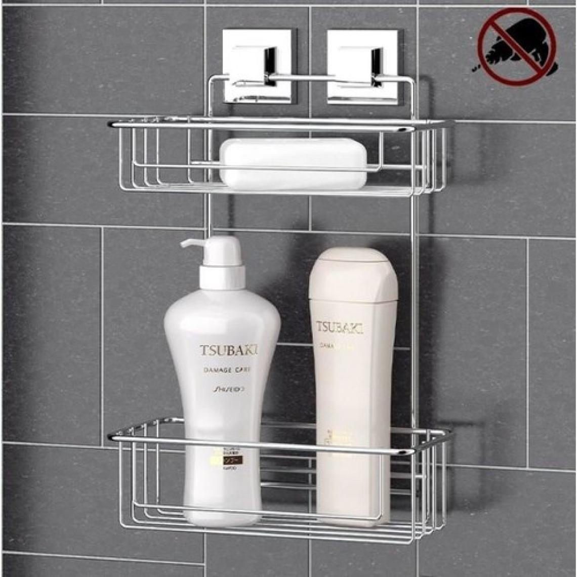Geseus Yapışkanlı Iki Katlı Krom Banyo Rafı EF256