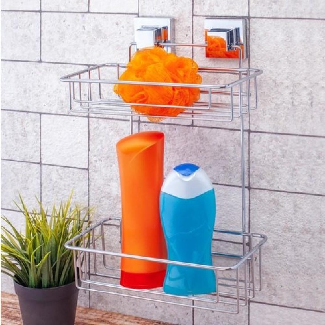 Geseus Yapışkanlı Iki Katlı Krom Banyo Rafı EF256