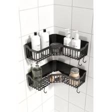 Ata Home Banyor Köşe Yapışkanlı Banyo Rafı, 2'li Banyo Düzenleyici, Duvar Duş Rafı Bany Organizer Şampuanlık