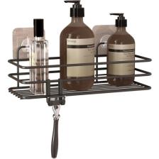 Teknotel ST117H Yapışkanlı Kancalı Banyo Rafı Mat Siyah