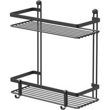 Tekno-tel 2 KATLI KANCALI BANYO RAFI MAT SİYAH ES067H