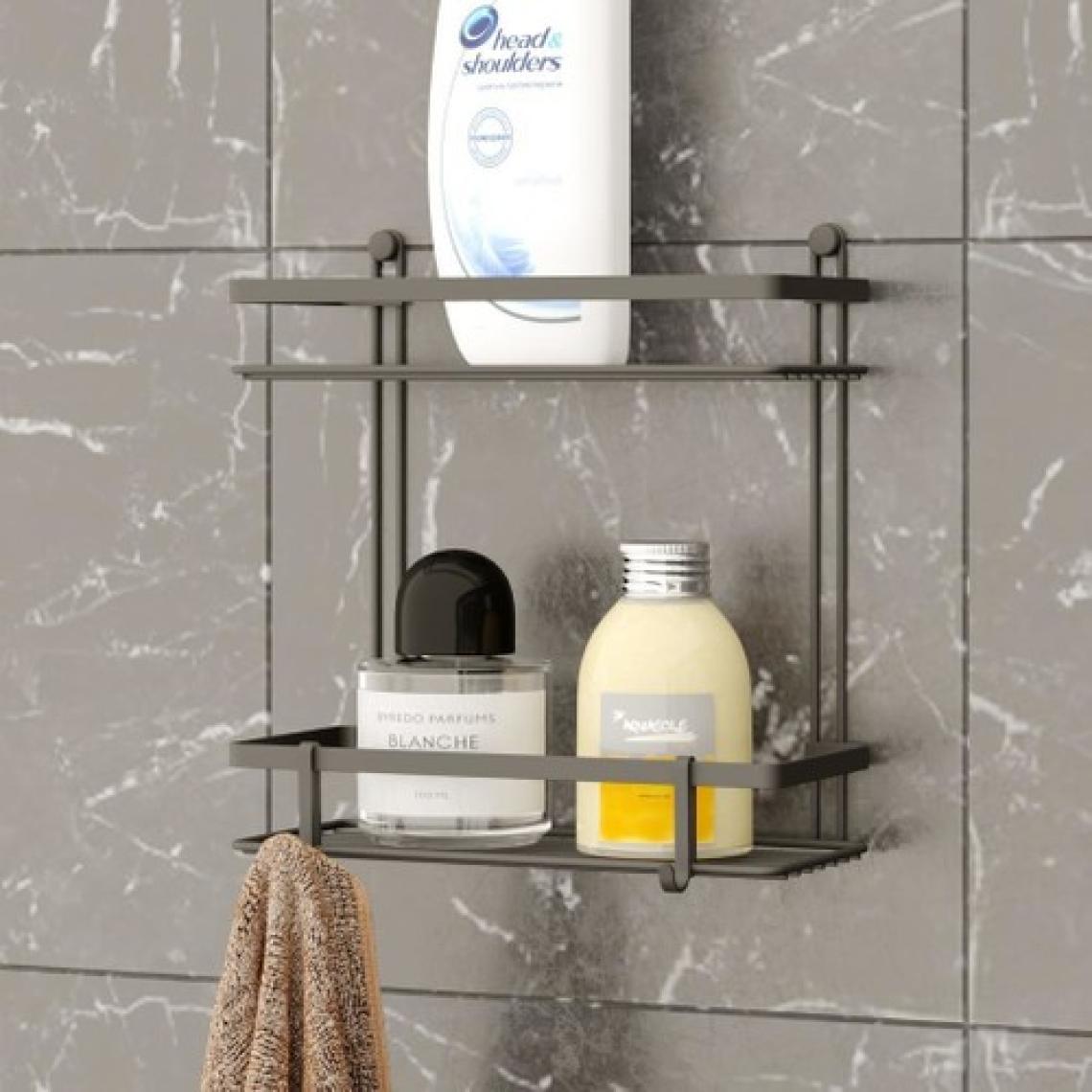 Tekno-tel 2 KATLI KANCALI BANYO RAFI MAT SİYAH ES067H