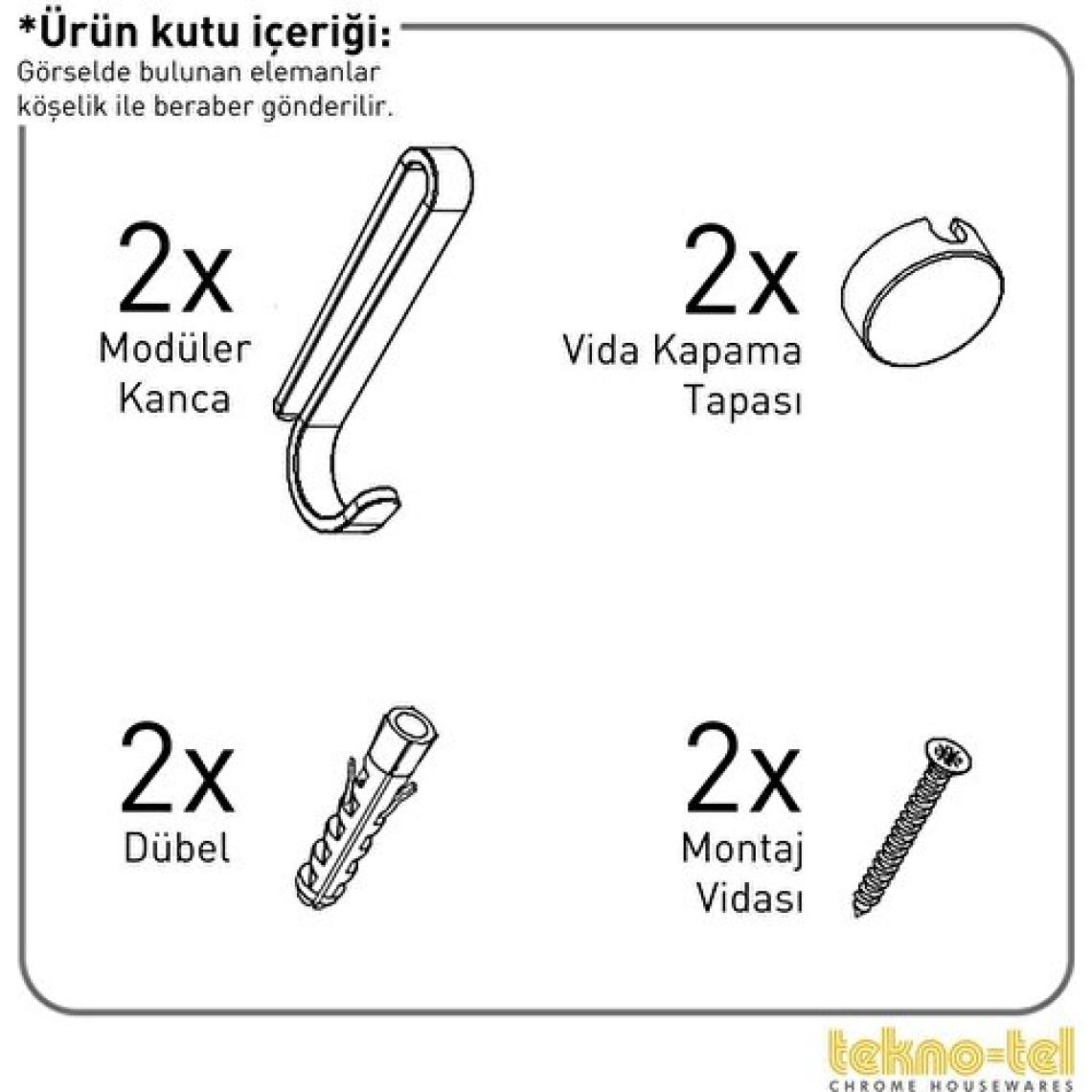 Tekno-tel 2 KATLI KANCALI BANYO RAFI MAT SİYAH ES067H