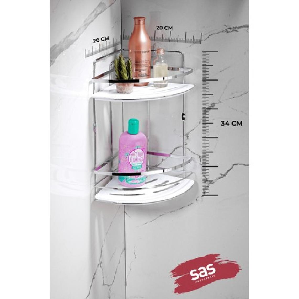 Sas Haus Yapışkanlı Paslanmaz Kristal Ayarlanabilir Raf Banyo Düzenleyici Şampuanlık Lk-02 Kb