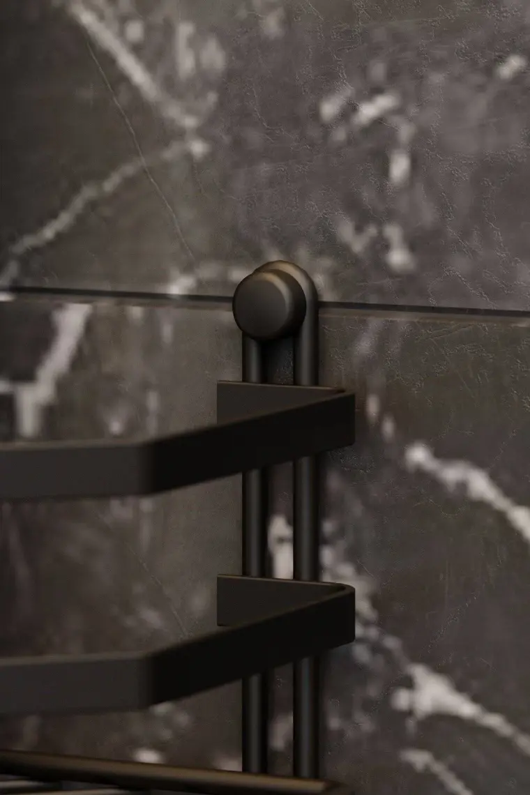 Tekno-tel 2 Katlı Banyo Rafı Mat Siyah Es075H
