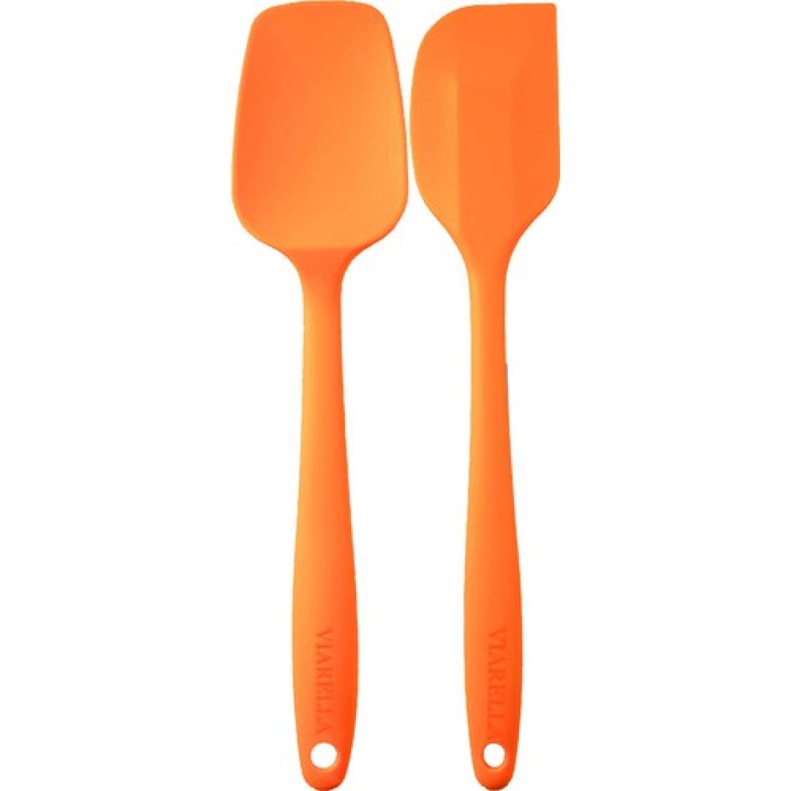 Viarella Silikon Kaşık Spatula Seti 6lı Yanmaz Yapışmaz Çizmez Fusya-Yeşil-Turuncu 27 cm
