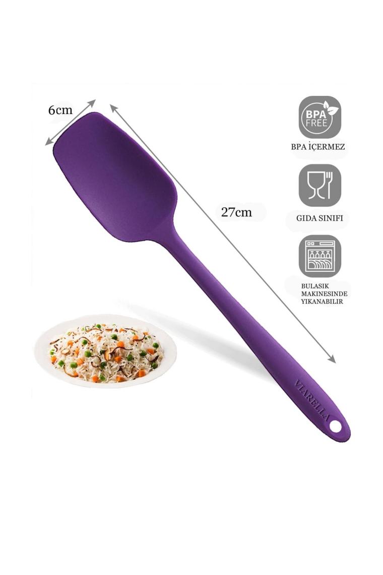 Viarella Silikon Kaşık Spatula Seti Yanmaz Yapışmaz Çizmez Mor 6'lı