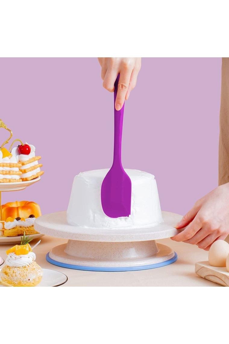 Viarella Silikon Kaşık Spatula Seti Yanmaz Yapışmaz Çizmez Mor 6'lı