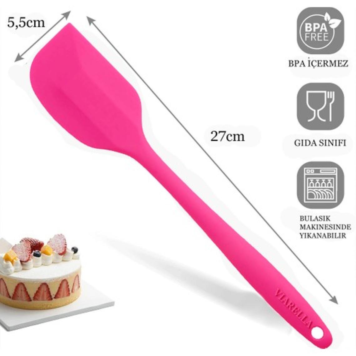 Viarella Silikon Spatula Set Büyük Boy Yanmaz Çizmez Fuşya 3'lü