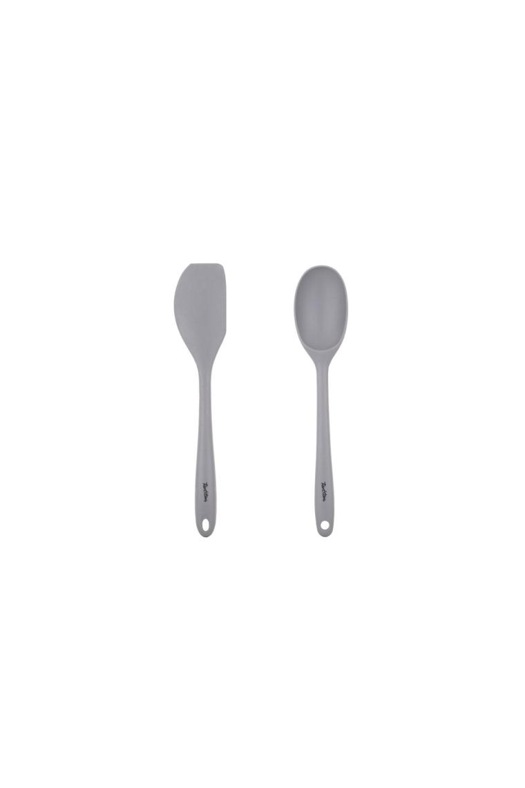 Gri Renkli Silikon Büyük Kaşık Ve Spatula Seti