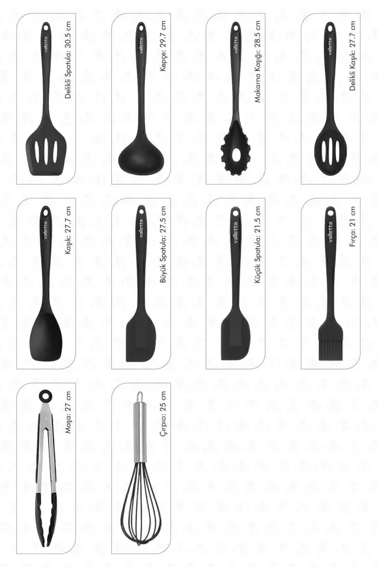 Valletta Salvatore 10 Parça Spatula Set Siyah