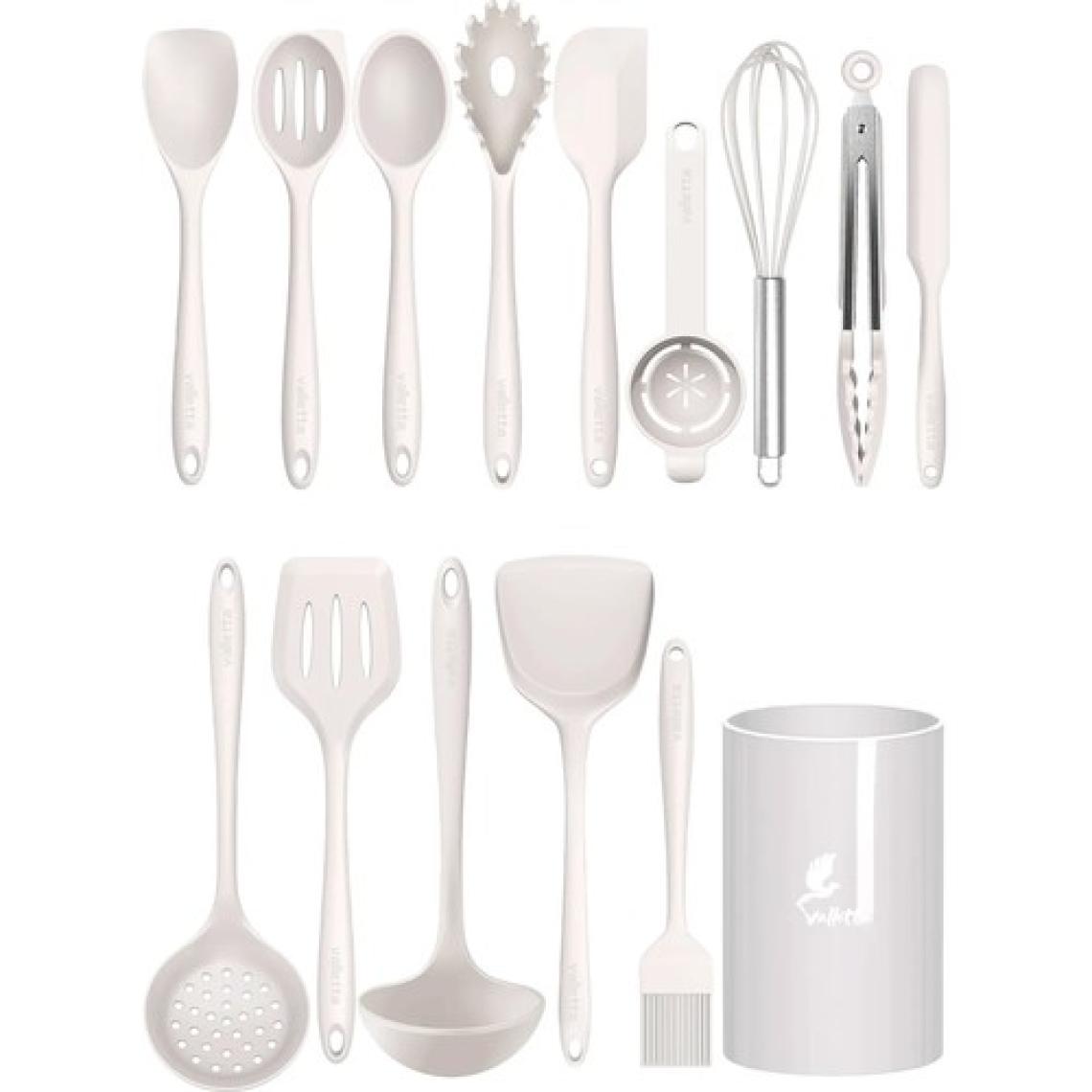 Trigona Isıya Dayanıklı Yanmaz Yapışmaz Silikon Spatula Seti 15 Parça Vanilya