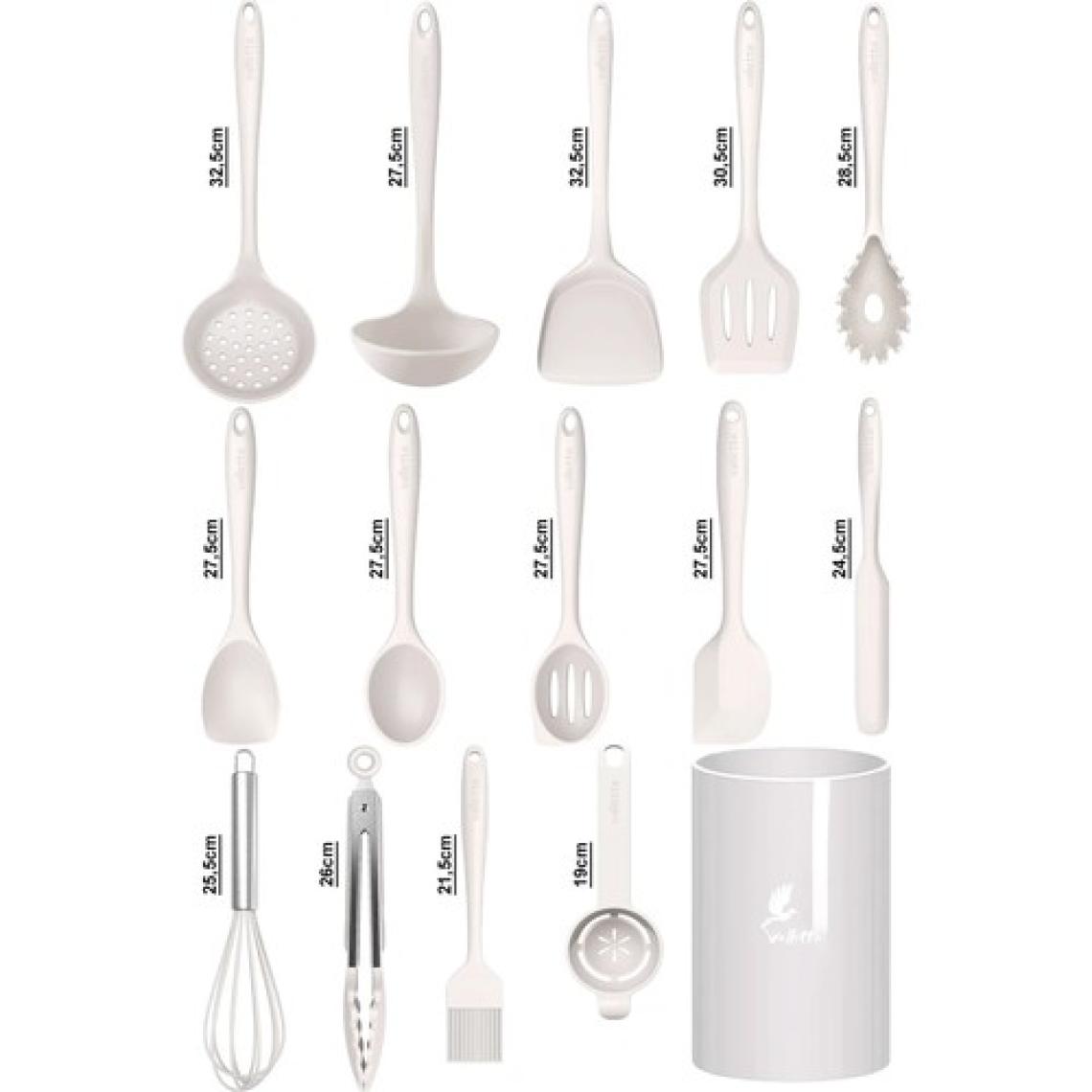 Trigona Isıya Dayanıklı Yanmaz Yapışmaz Silikon Spatula Seti 15 Parça Vanilya